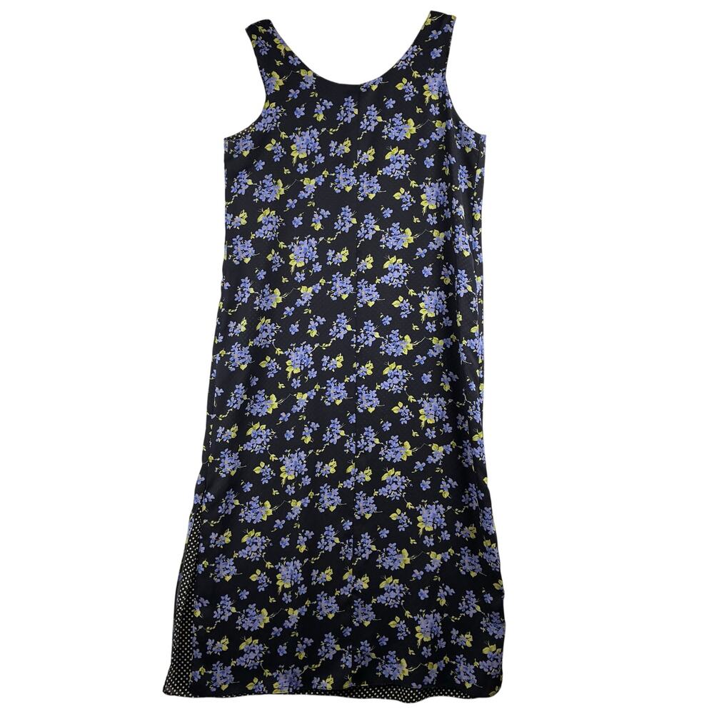Unbranded Reversible Sleeveless Maxi Dress Measured M/L Floral Polka Dots Polyes
